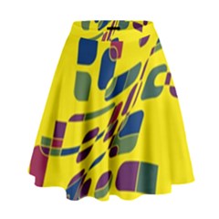 Yellow Abstraction High Waist Skirt