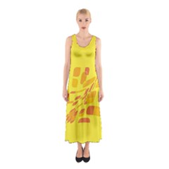 Yellow Abstraction Sleeveless Maxi Dress by Valentinaart