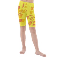 Yellow Abstraction Kid s Mid Length Swim Shorts