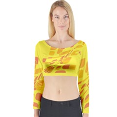 Yellow Abstraction Long Sleeve Crop Top