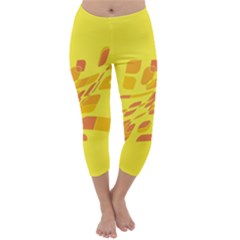 Yellow Abstraction Capri Winter Leggings 