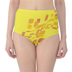 Yellow Abstraction High-waist Bikini Bottoms by Valentinaart