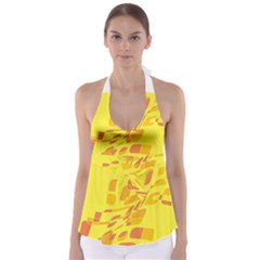 Yellow Abstraction Babydoll Tankini Top