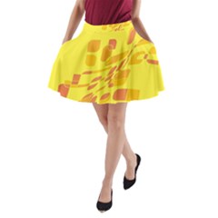 Yellow Abstraction A-line Pocket Skirt by Valentinaart