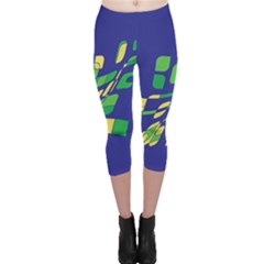 Blue Abstraction Capri Leggings 