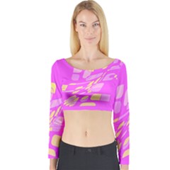 Pink Abstraction Long Sleeve Crop Top