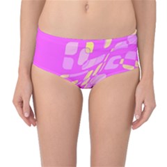 Pink Abstraction Mid-waist Bikini Bottoms