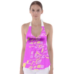 Pink Abstraction Babydoll Tankini Top