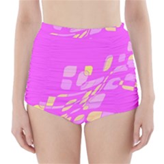 Pink Abstraction High-waisted Bikini Bottoms