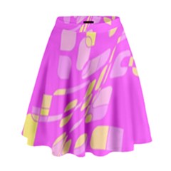 Pink Abstraction High Waist Skirt by Valentinaart