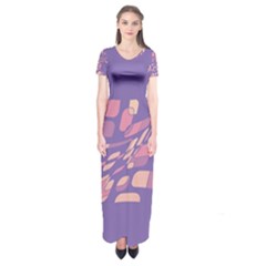 Purple Abstraction Short Sleeve Maxi Dress