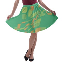 Green Abastraction A-line Skater Skirt