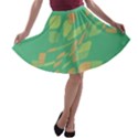 Green abastraction A-line Skater Skirt View1