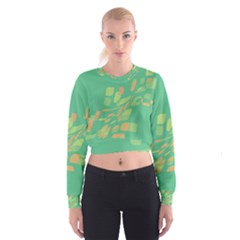 Green Abastraction Women s Cropped Sweatshirt