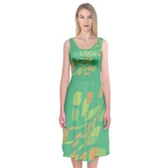 Green Abastraction Midi Sleeveless Dress