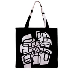 White Abstraction Zipper Grocery Tote Bag