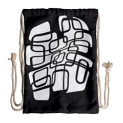 White Abstraction Drawstring Bag (large)