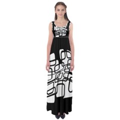 White Abstraction Empire Waist Maxi Dress