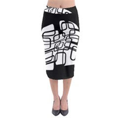 White Abstraction Midi Pencil Skirt