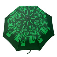 Green Abstraction Folding Umbrellas by Valentinaart