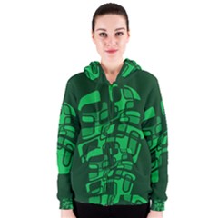 Green Abstraction Women s Zipper Hoodie by Valentinaart