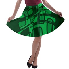 Green Abstraction A-line Skater Skirt