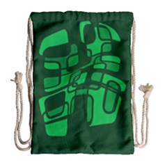 Green Abstraction Drawstring Bag (large)