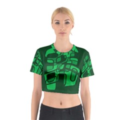 Green Abstraction Cotton Crop Top