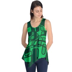 Green Abstraction Sleeveless Tunic