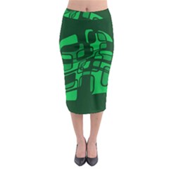 Green Abstraction Midi Pencil Skirt