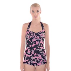 Kitty Camo Boyleg Halter Swimsuit 