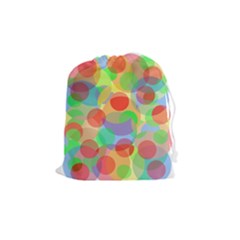 Colorful Circles Drawstring Pouches (medium)  by Valentinaart