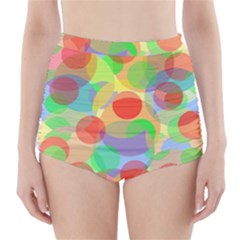 Colorful Circles High-waisted Bikini Bottoms by Valentinaart