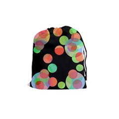 Colorful Circles Drawstring Pouches (medium)  by Valentinaart