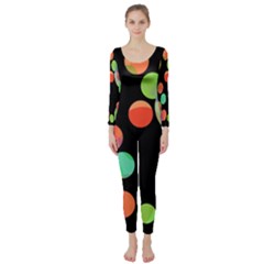 Colorful Circles Long Sleeve Catsuit by Valentinaart