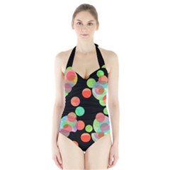 Colorful Circles Halter Swimsuit