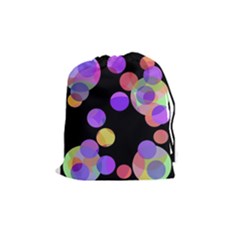 Colorful Decorative Circles Drawstring Pouches (medium)  by Valentinaart