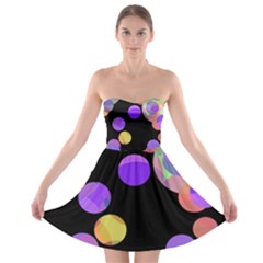 Colorful Decorative Circles Strapless Dresses