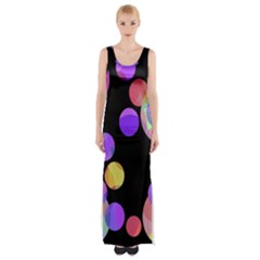 Colorful Decorative Circles Maxi Thigh Split Dress by Valentinaart