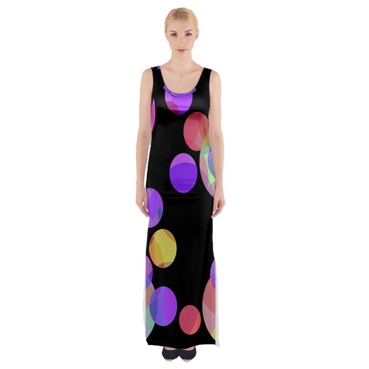 Colorful decorative circles Maxi Thigh Split Dress