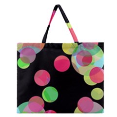 Colorful Decorative Circles Zipper Large Tote Bag