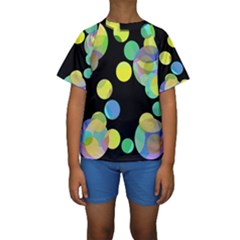 Yellow Circles Kid s Short Sleeve Swimwear