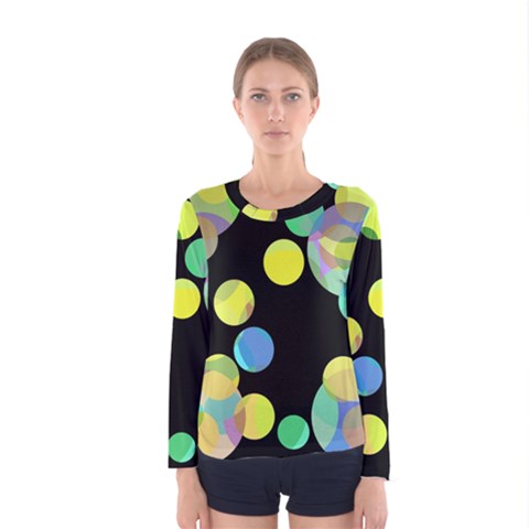 Yellow Circles Women s Long Sleeve Tee by Valentinaart