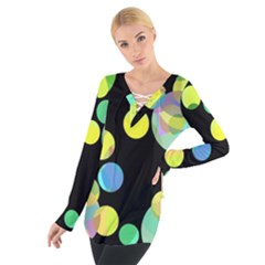 Yellow Circles Women s Tie Up Tee by Valentinaart