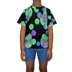 Green Decorative Circles Kid s Short Sleeve Swimwear