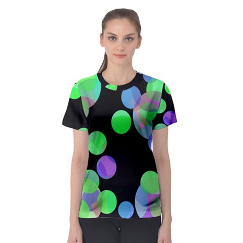 Green Decorative Circles Women s Sport Mesh Tee by Valentinaart