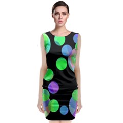 Green Decorative Circles Classic Sleeveless Midi Dress