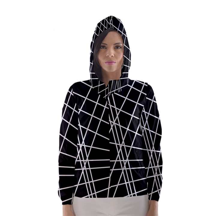 Black and white simple design Hooded Wind Breaker (Women)