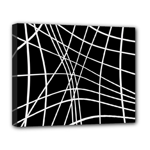 Black And White Elegant Lines Deluxe Canvas 20  X 16   by Valentinaart