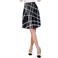 Black And White Elegant Lines A-line Skirt by Valentinaart